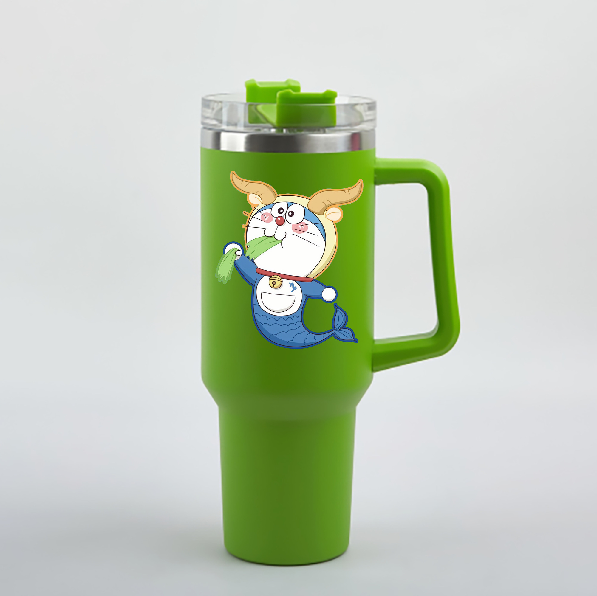 （画像用） ドラえもん Doraemon 1200mL車用タンブラー - クリスタルステッカー（プラスチックストロー付き）